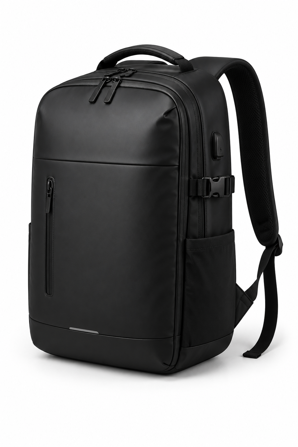 Mochila executiva preta impermeável com entrada USB