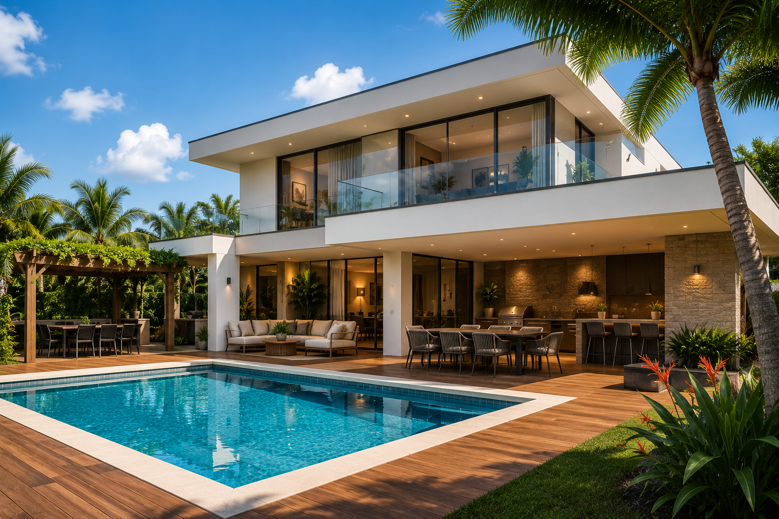 Casa em condomínio com piscina e arquitetura moderna